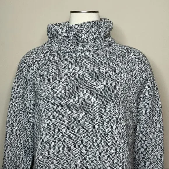 Eddie Bauer Cotton Grey Black Chunky Knit Turtleneck Sweater Size S - Picture 6 of 6